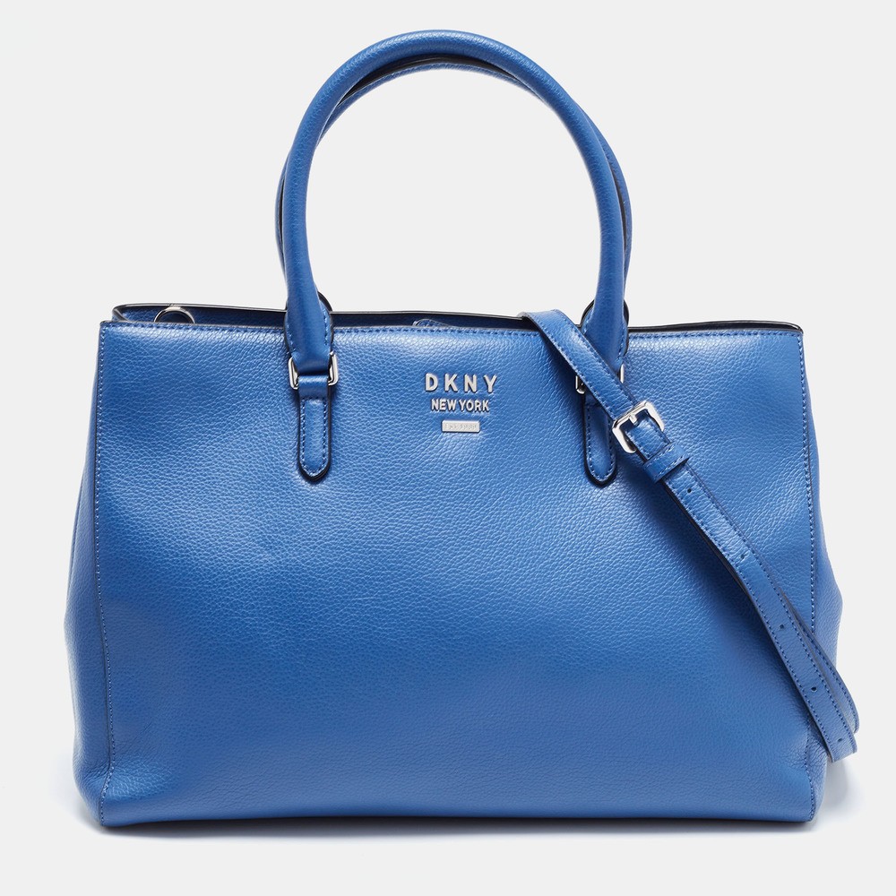 Dkny Blue Leather Whitney Work Tote Gem